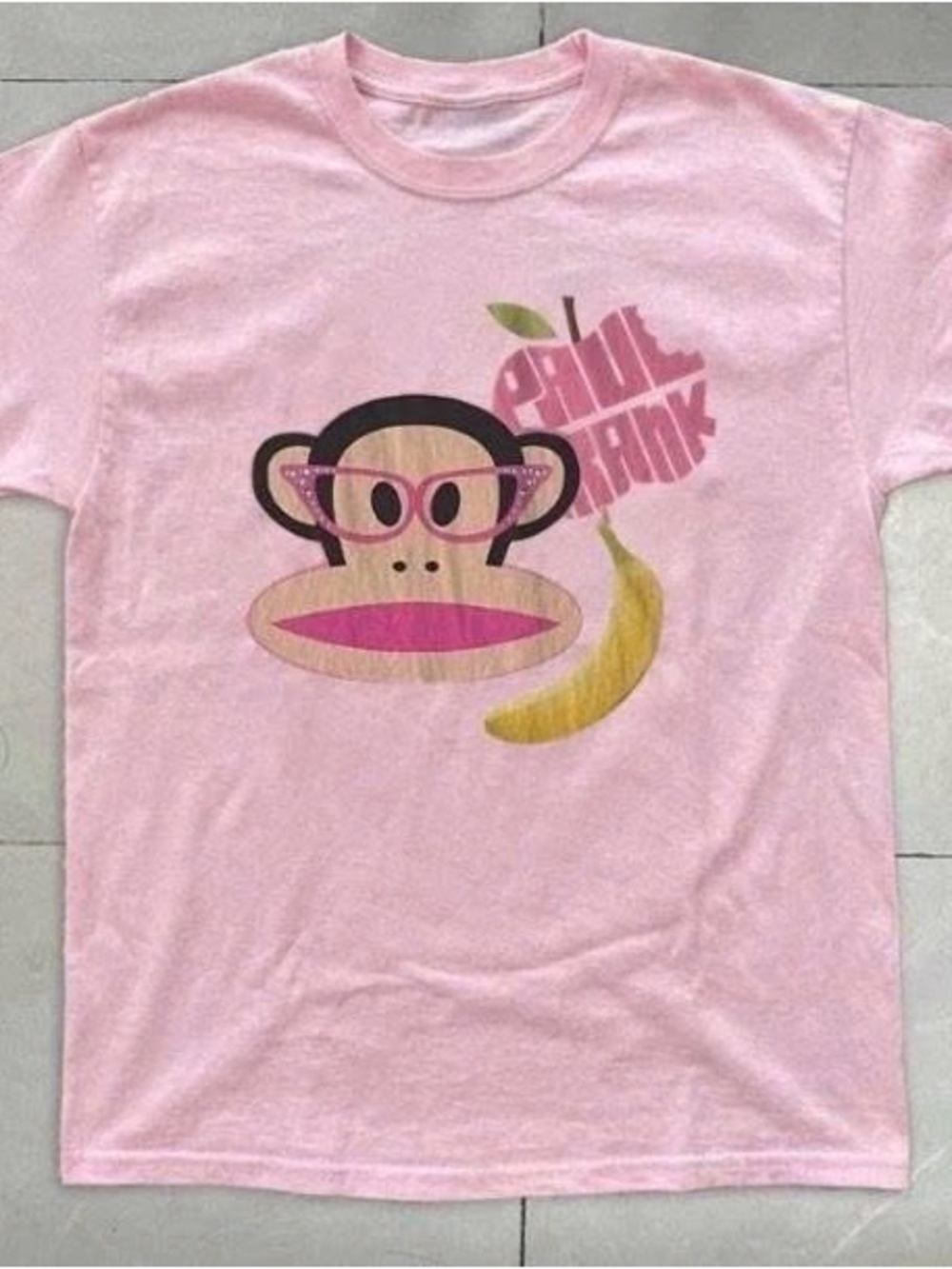 Gildan Pink Graphic Monkey Tee with Banana Motif